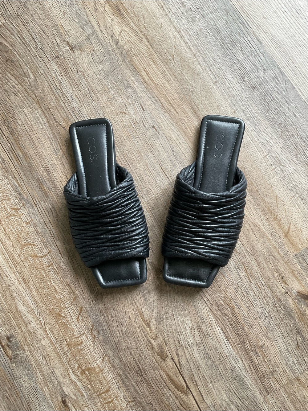 COS Black Leather Slide Sandals - Picture 2 of 3